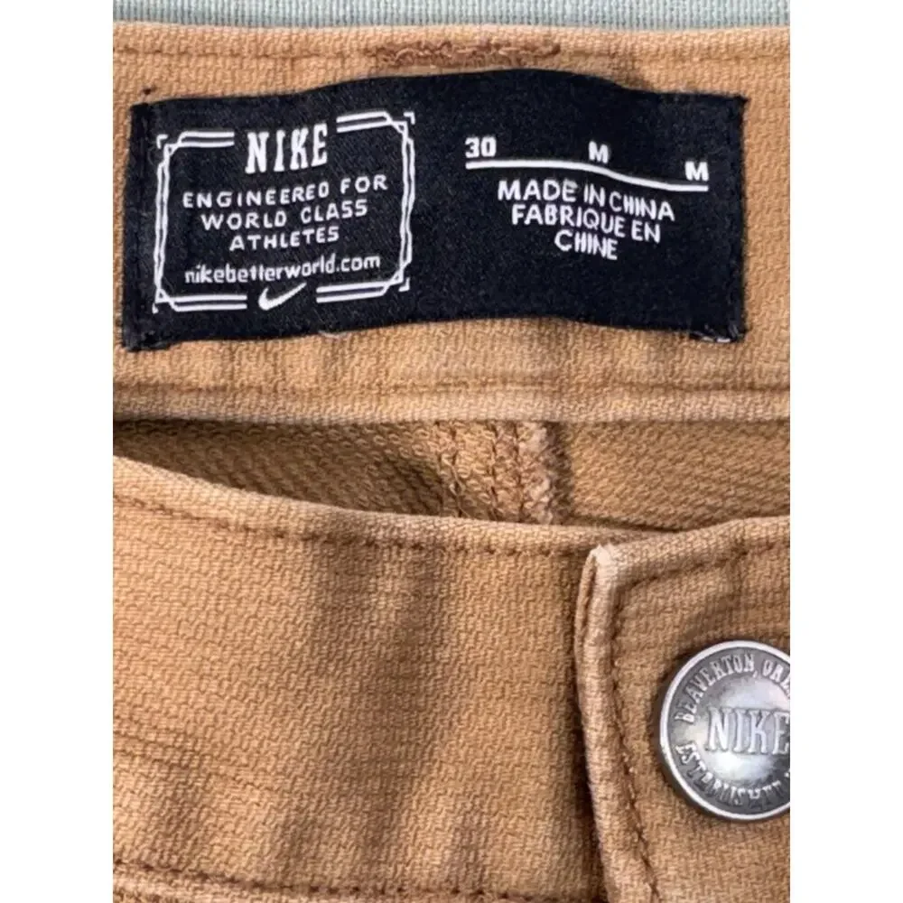 Nike Engineered for World Class Athletes 5 Pocket Canvas Jeans Tan 30 Medium